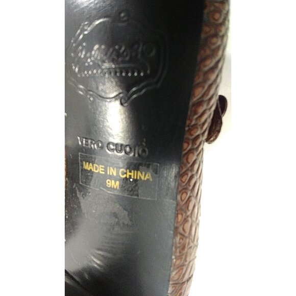 Hale Bob Womens Brown Leather Animal Print Peep Toe Mary Jane Heels size 9M - Picture 8 of 9